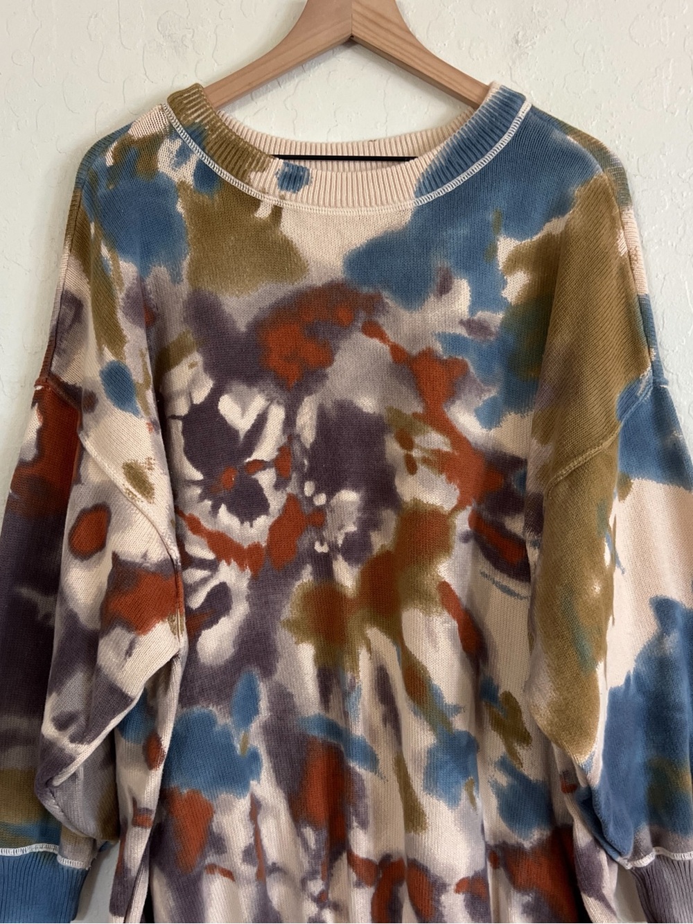 Natural Life Taylor Sunset Oversized Cotton Crewneck Sweater L/XL Tie Dye Boho - Picture 5 of 9